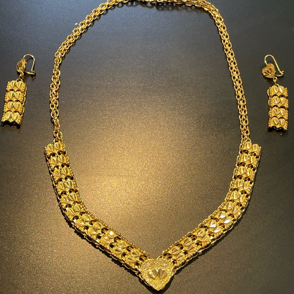 Gold Plated Necklace And Earrings New